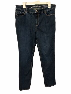 Eddie Bauer Slightly Curvy Slim Straight Jeans Women’s 14 Dark Wash